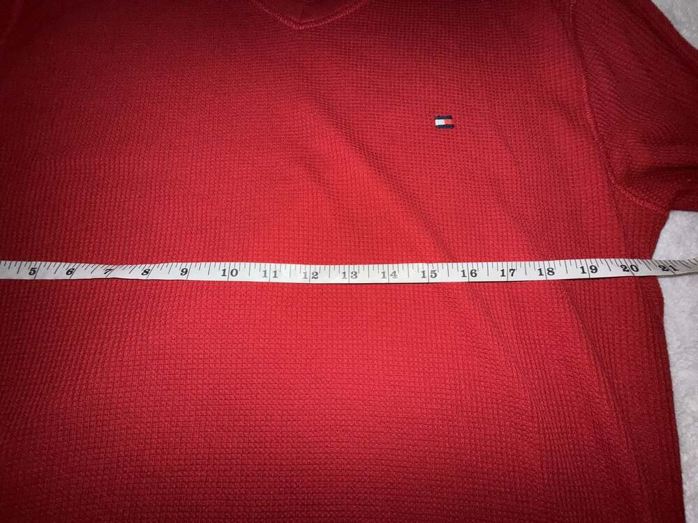 Tommy Hilfiger Red Waffle Knit V-Neck Long Sleeve Shirt XL - Picture 5 of 6
